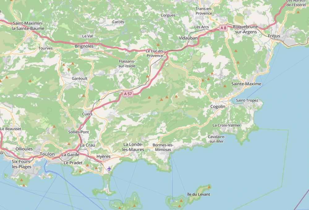 Carte des zones d'intervention : Toulon, Saint-Tropez, Cannes et Côte d'Azur